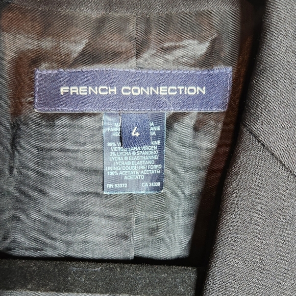 French Connection Black Virgin Wool Womens Blazer Size 4 Career Workwear - Picture 7 of 8